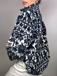 Vintage M Black and White Patterned Thick Fleece