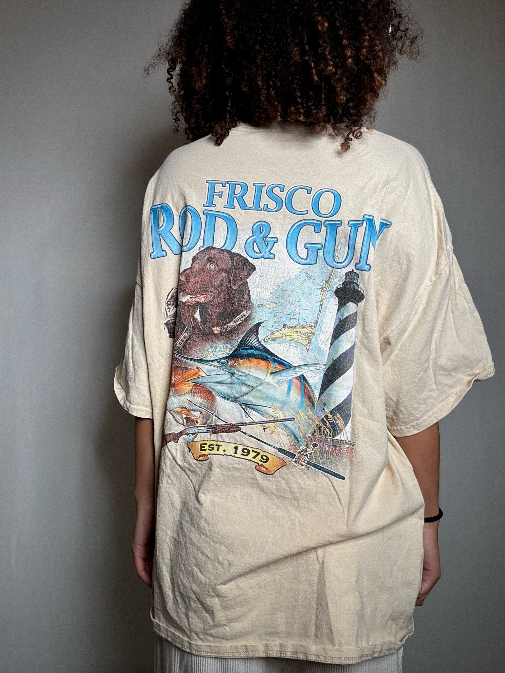 Tshirt beige imprimé 2XL vintage