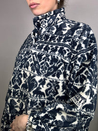Vintage M Black and White Patterned Thick Fleece