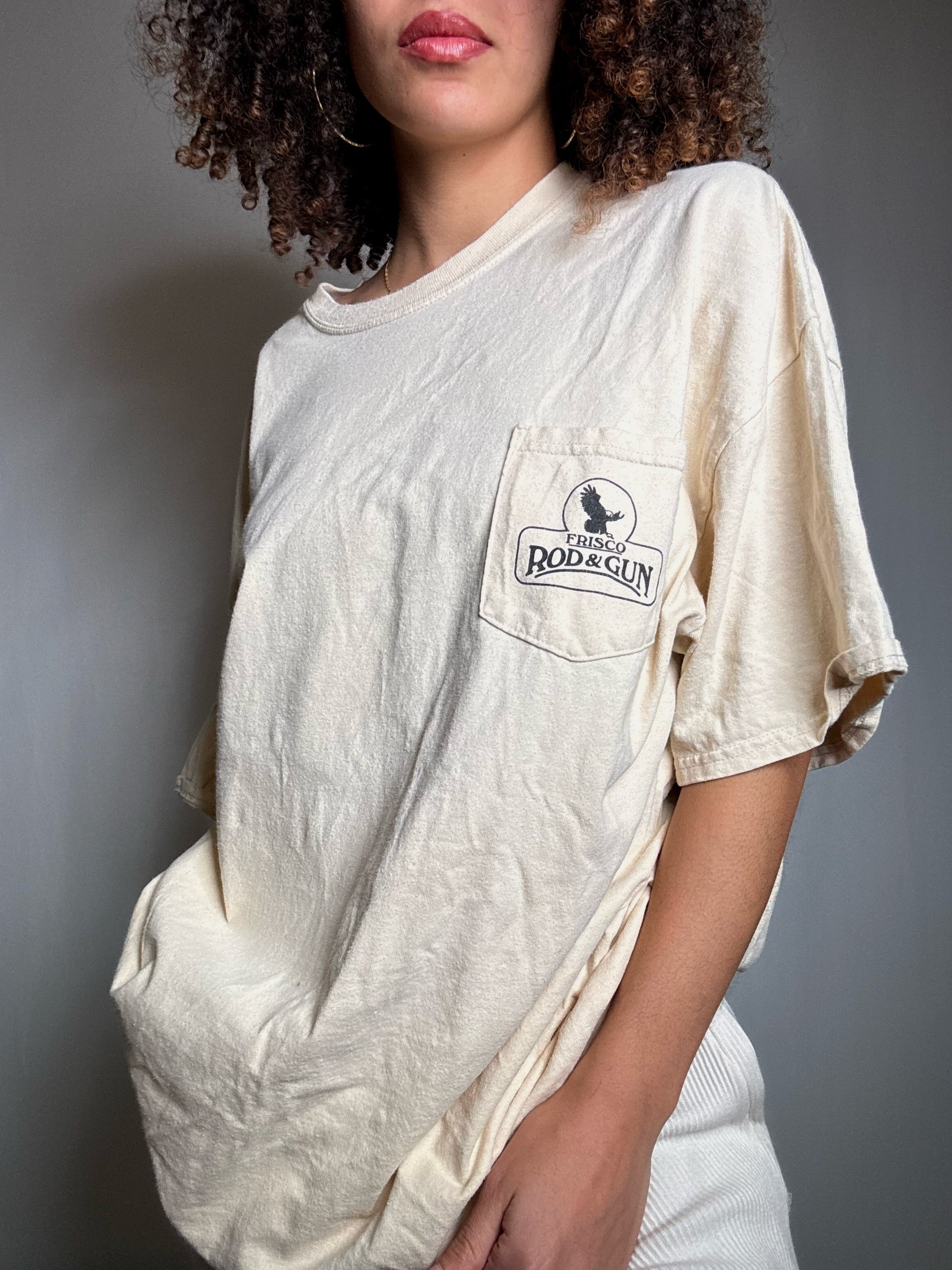 Tshirt beige imprimé 2XL vintage