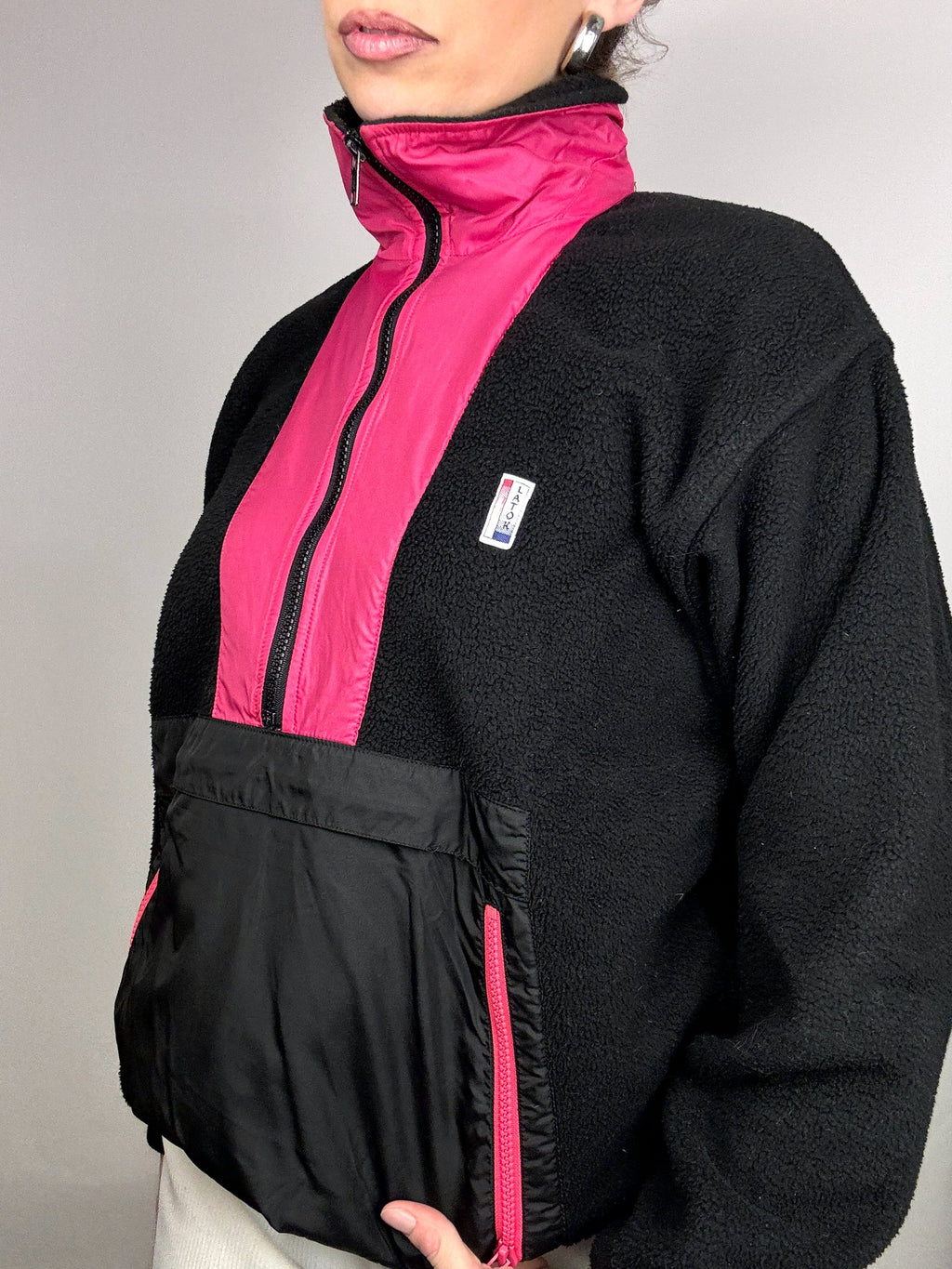 Black and pink graphic fleece S/M vintage