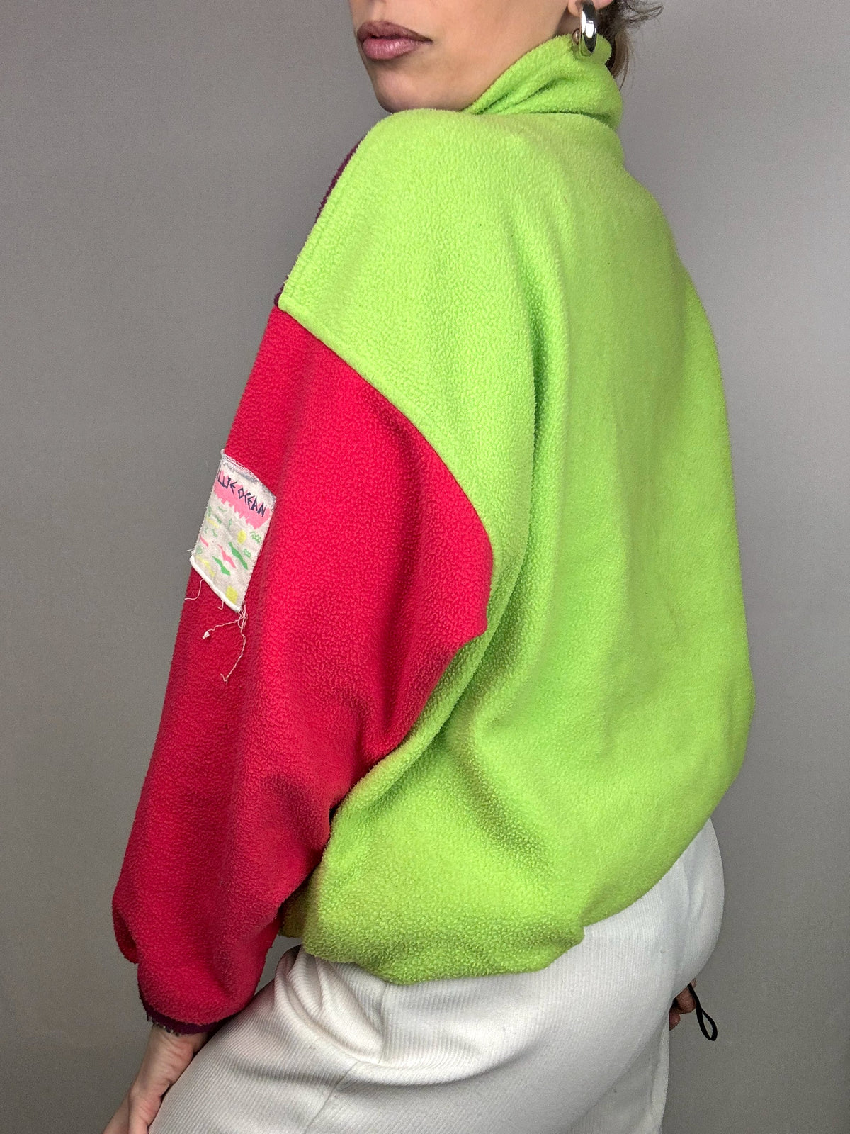 Polaire bloc color col zippé L vintage