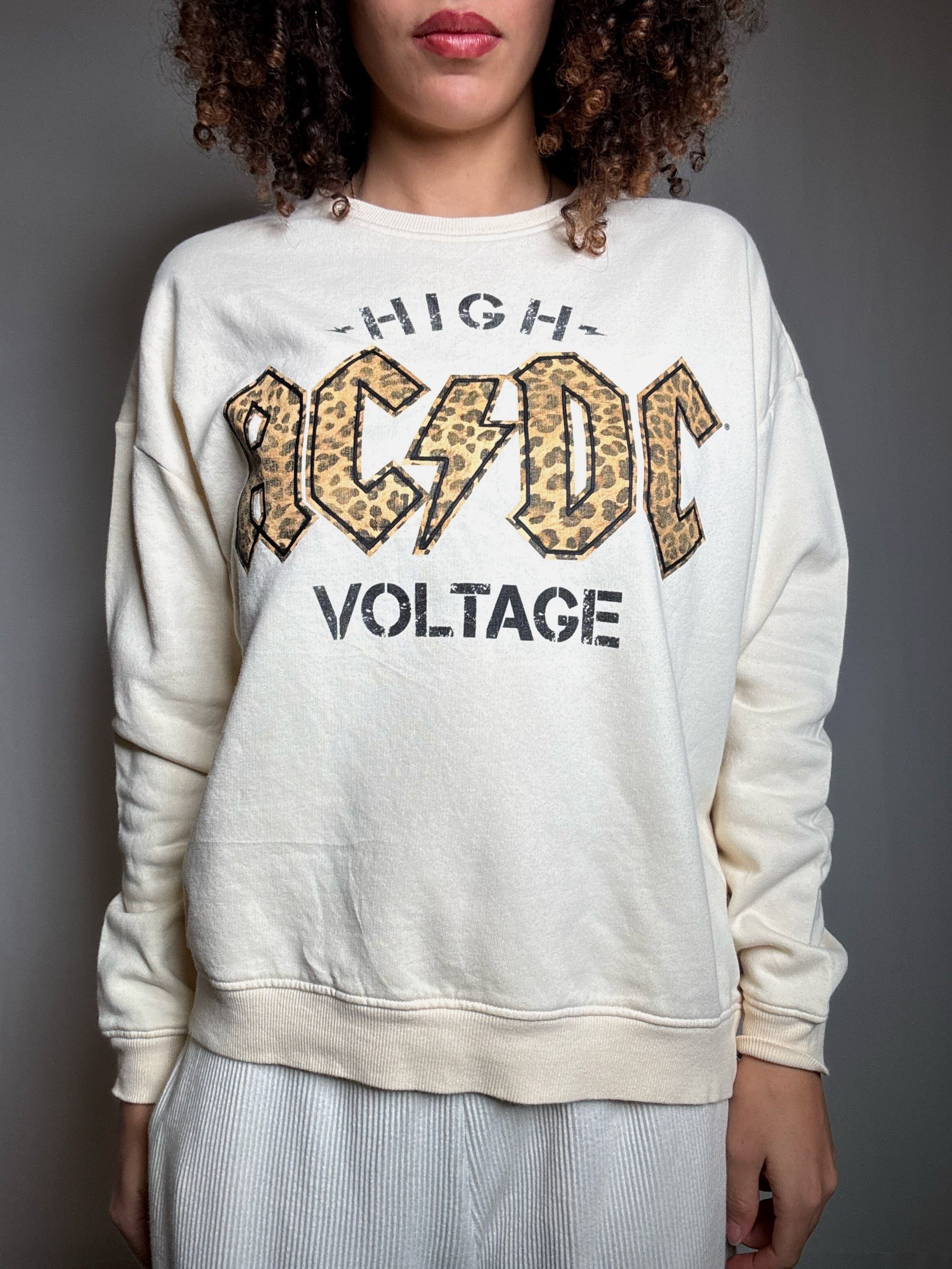 Vintage ACDC Sweatshirt, cremefarben