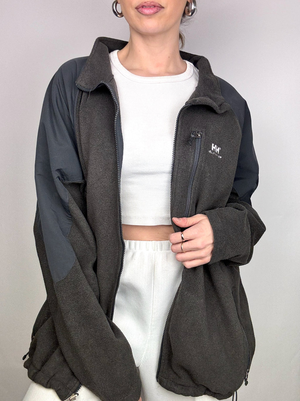 HELLY HANSEN XXL Vintage Grey Zip-Up Fleece