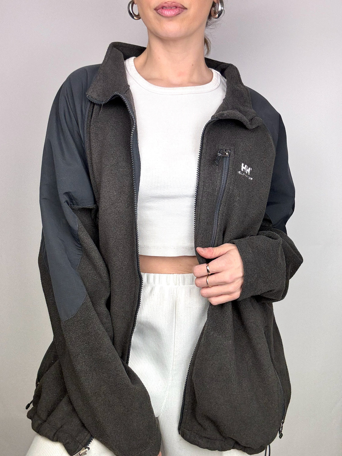 HELLY HANSEN XXL Vintage Grey Zip-Up Fleece