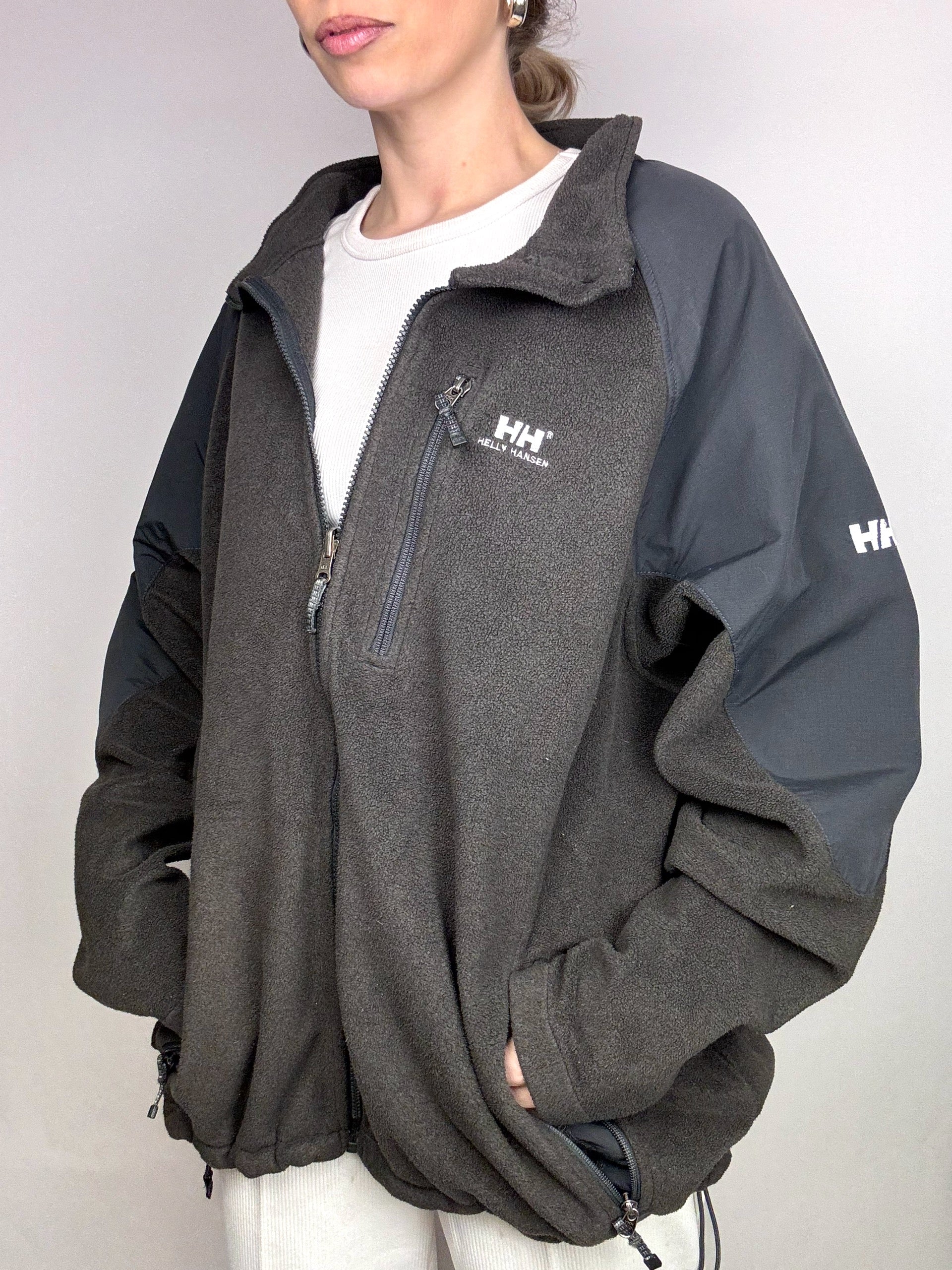 HELLY HANSEN XXL Vintage Grey Zip-Up Fleece