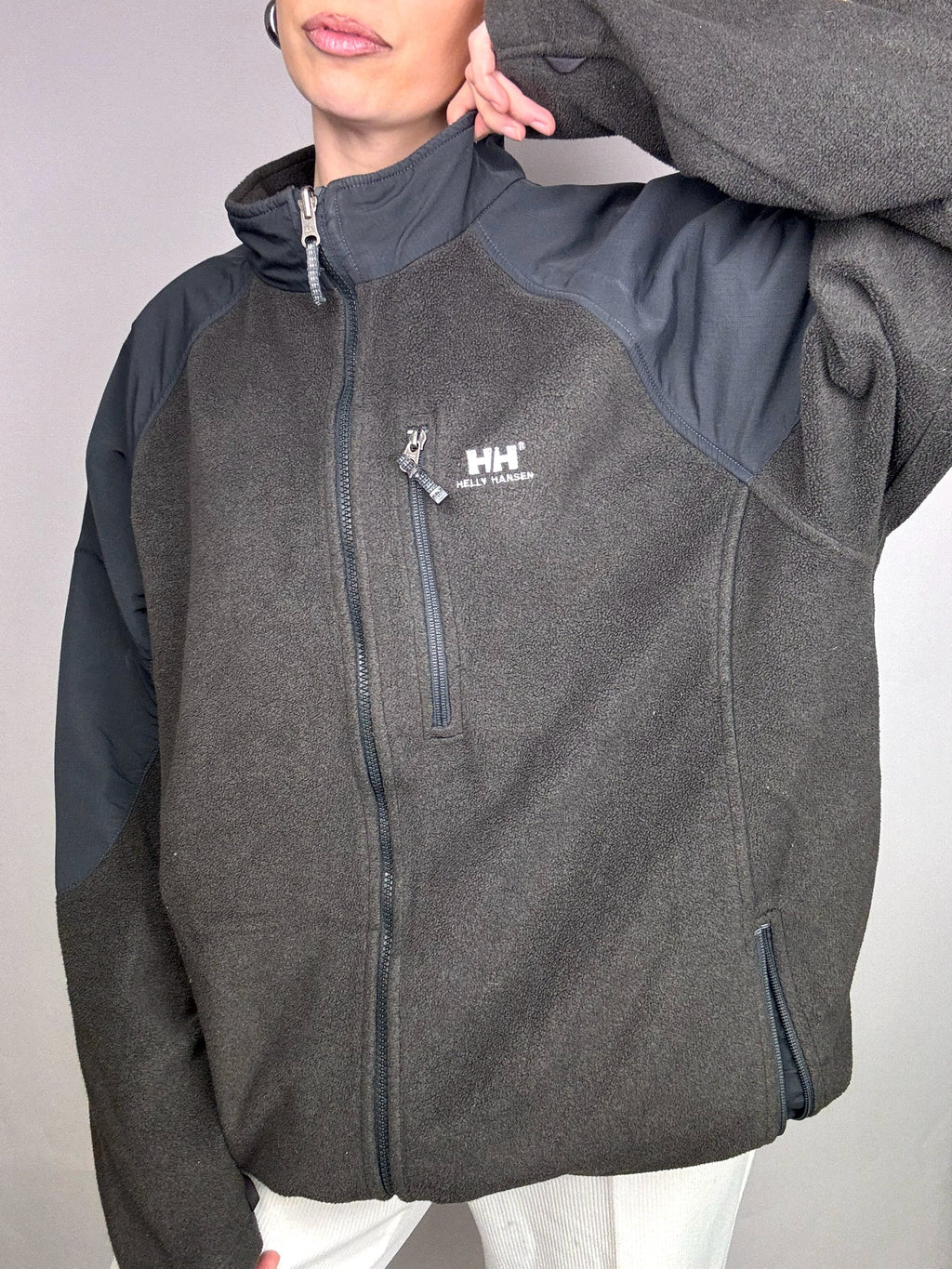 HELLY HANSEN XXL Vintage Grey Zip-Up Fleece