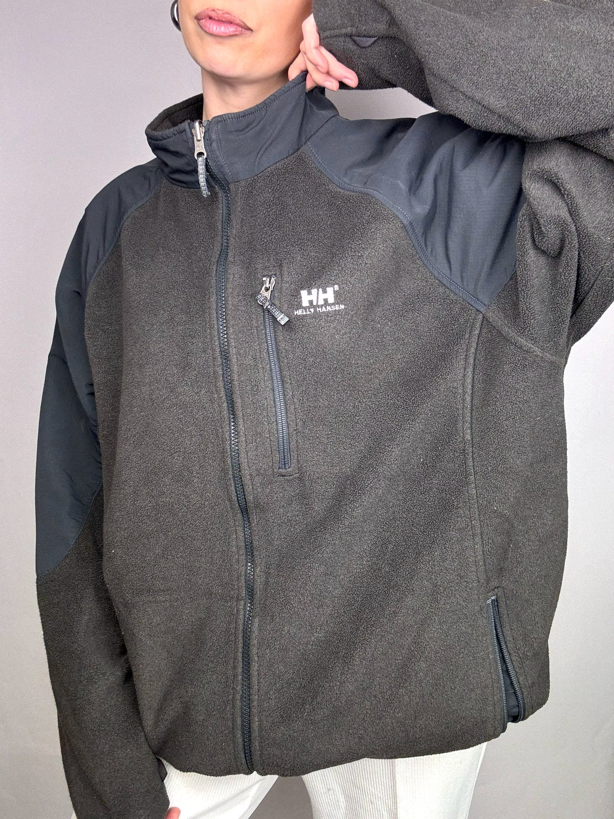 HELLY HANSEN XXL Vintage Grey Zip-Up Fleece