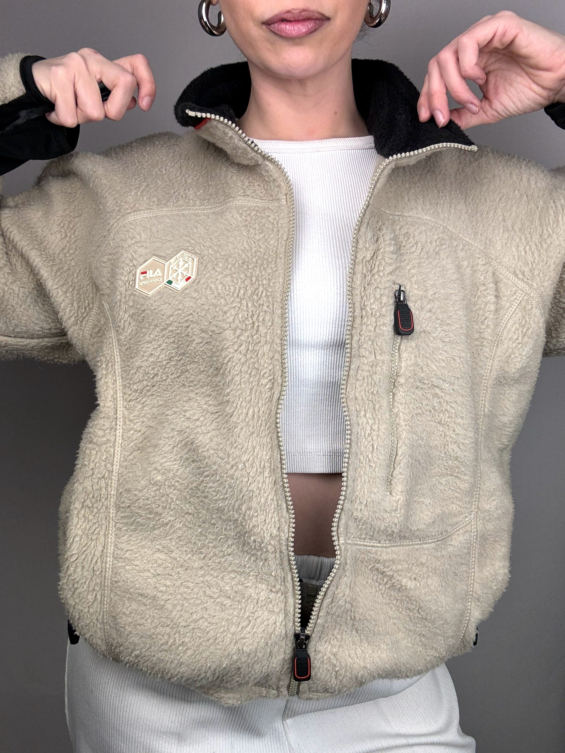 FILA M Vintage Beige Fleece mit Reißverschluss