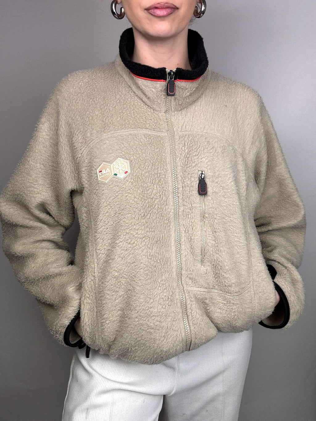 FILA M Vintage Beige Fleece mit Reißverschluss