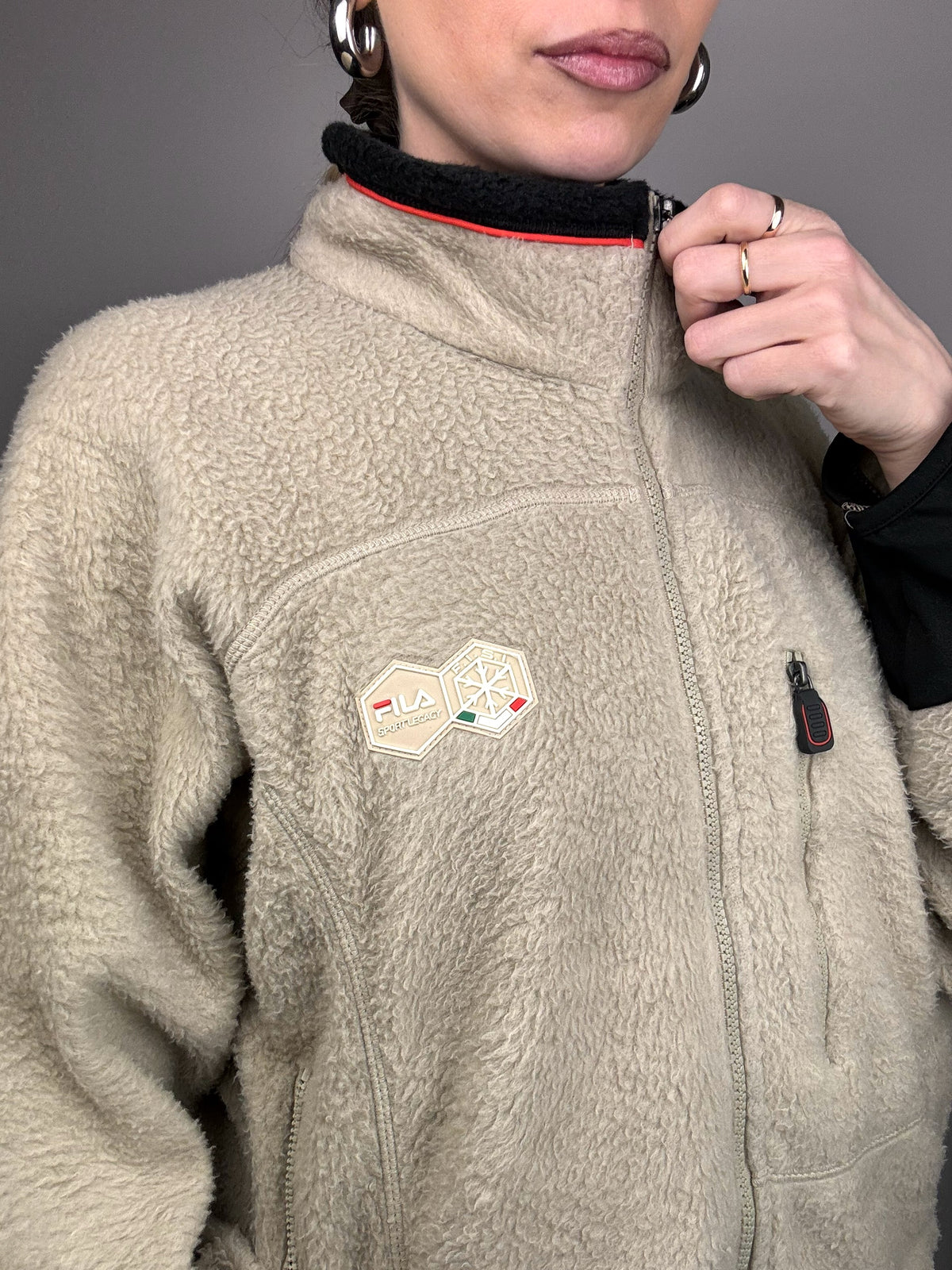 FILA M Vintage Beige Zip-Up Fleece