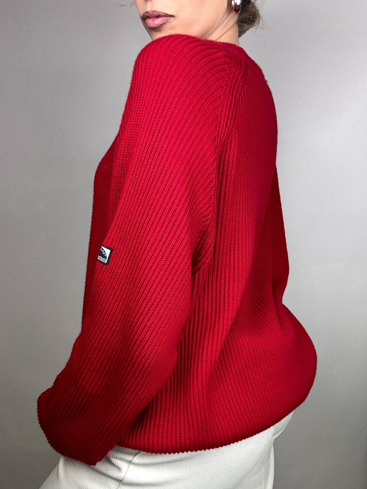 Pull a col rond rouge L vintage