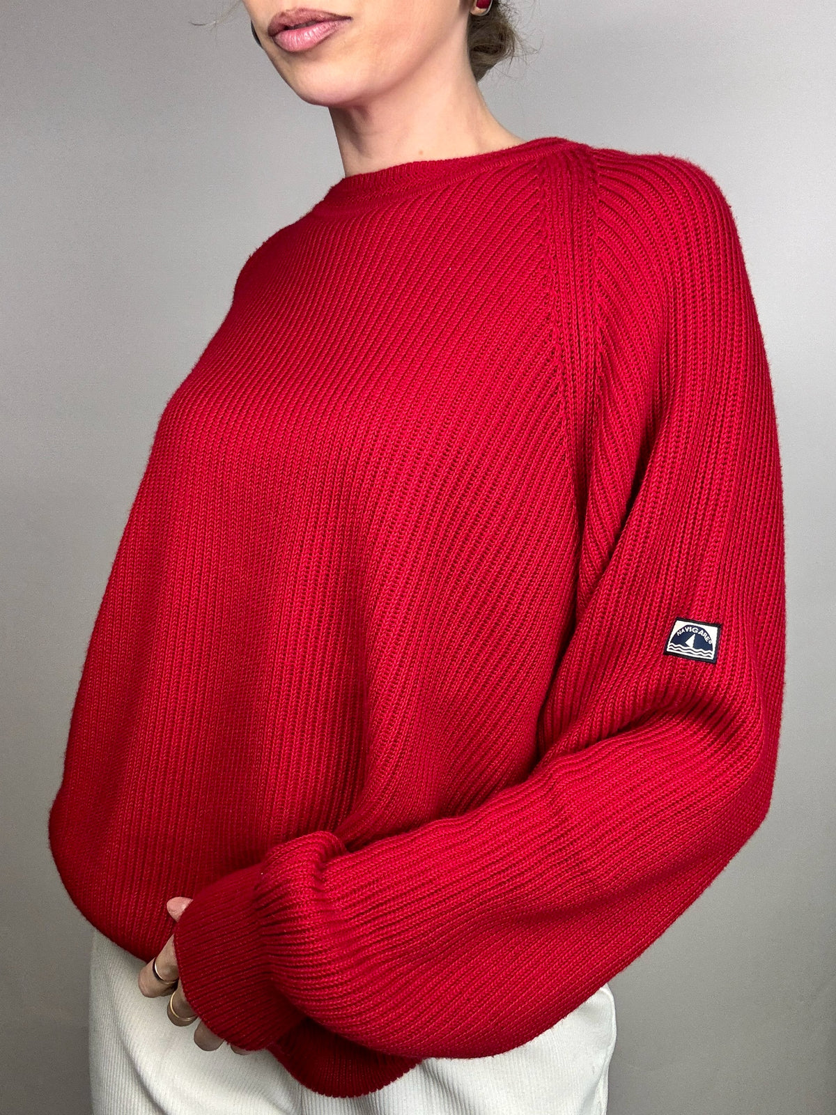 Vintage red crew neck sweater L
