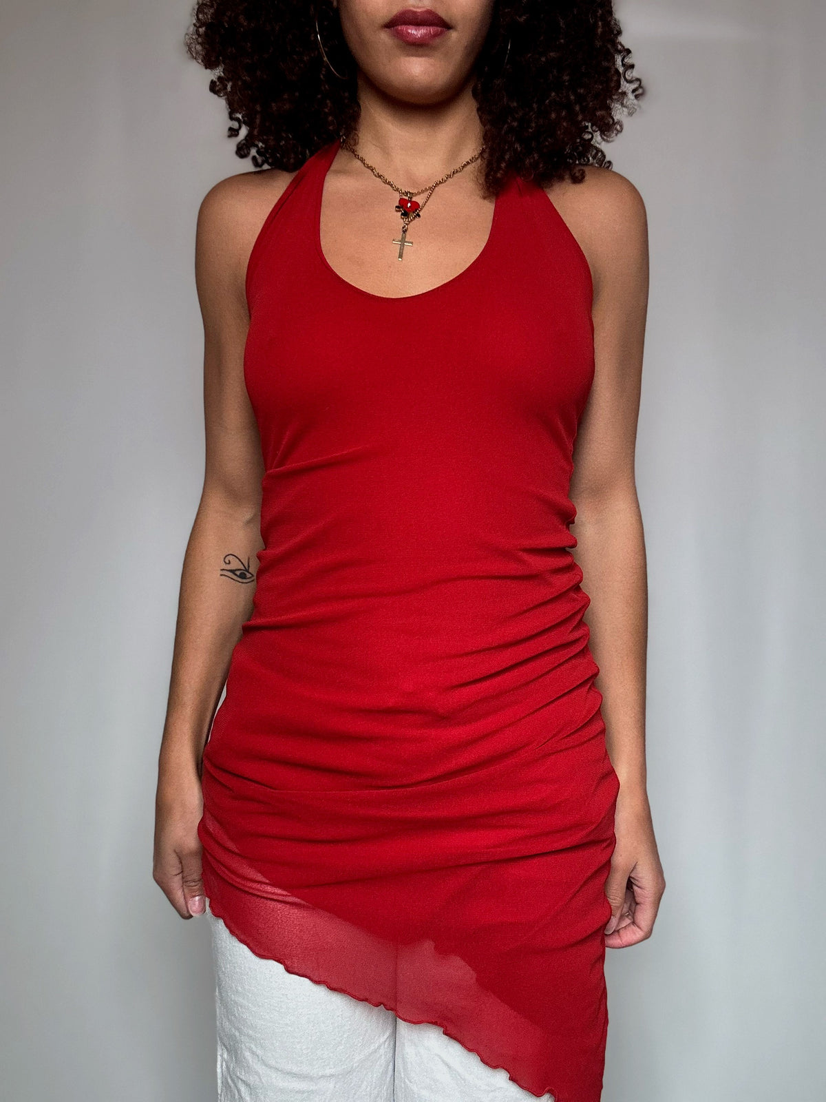 Kurzes rotes Vintage-Kleid S