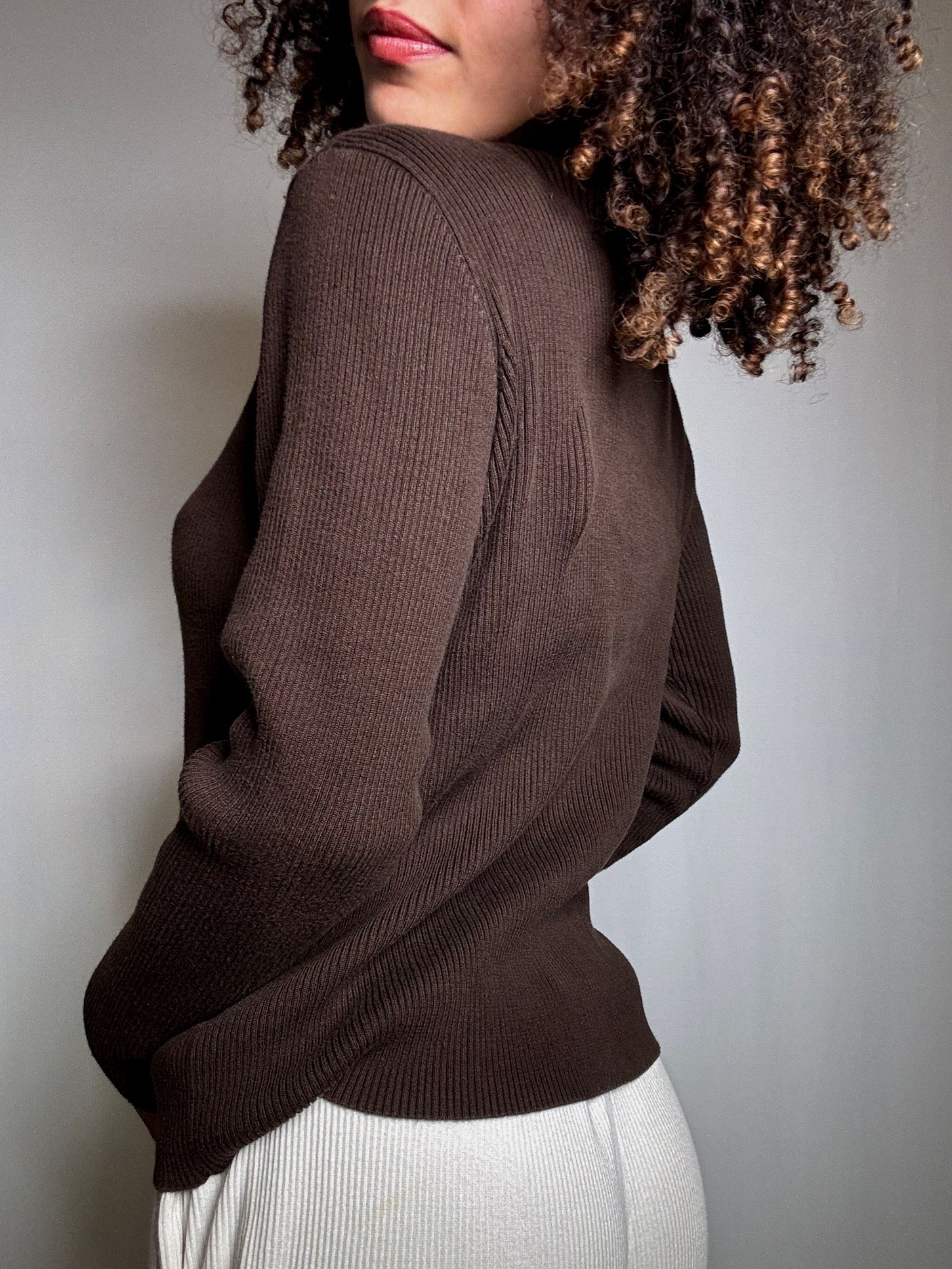 Pull moulant brun Ralph Lauren M vintage