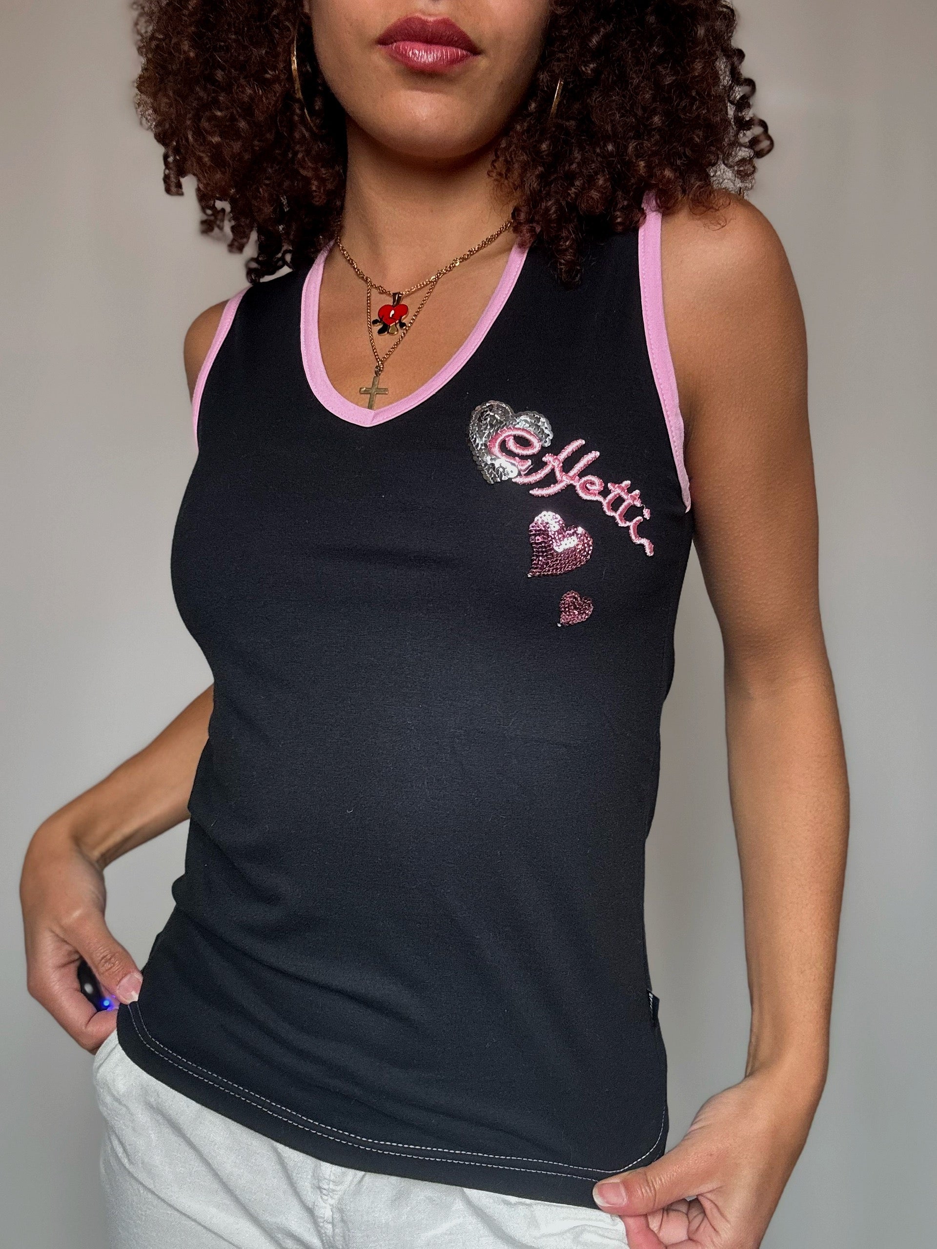 Tanktop mit Effetti S/M Vintage-Stickerei