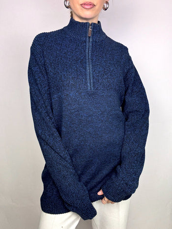 Pull à col cheminée bleu IZOD L vintage