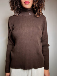 Pull moulant brun Ralph Lauren M vintage