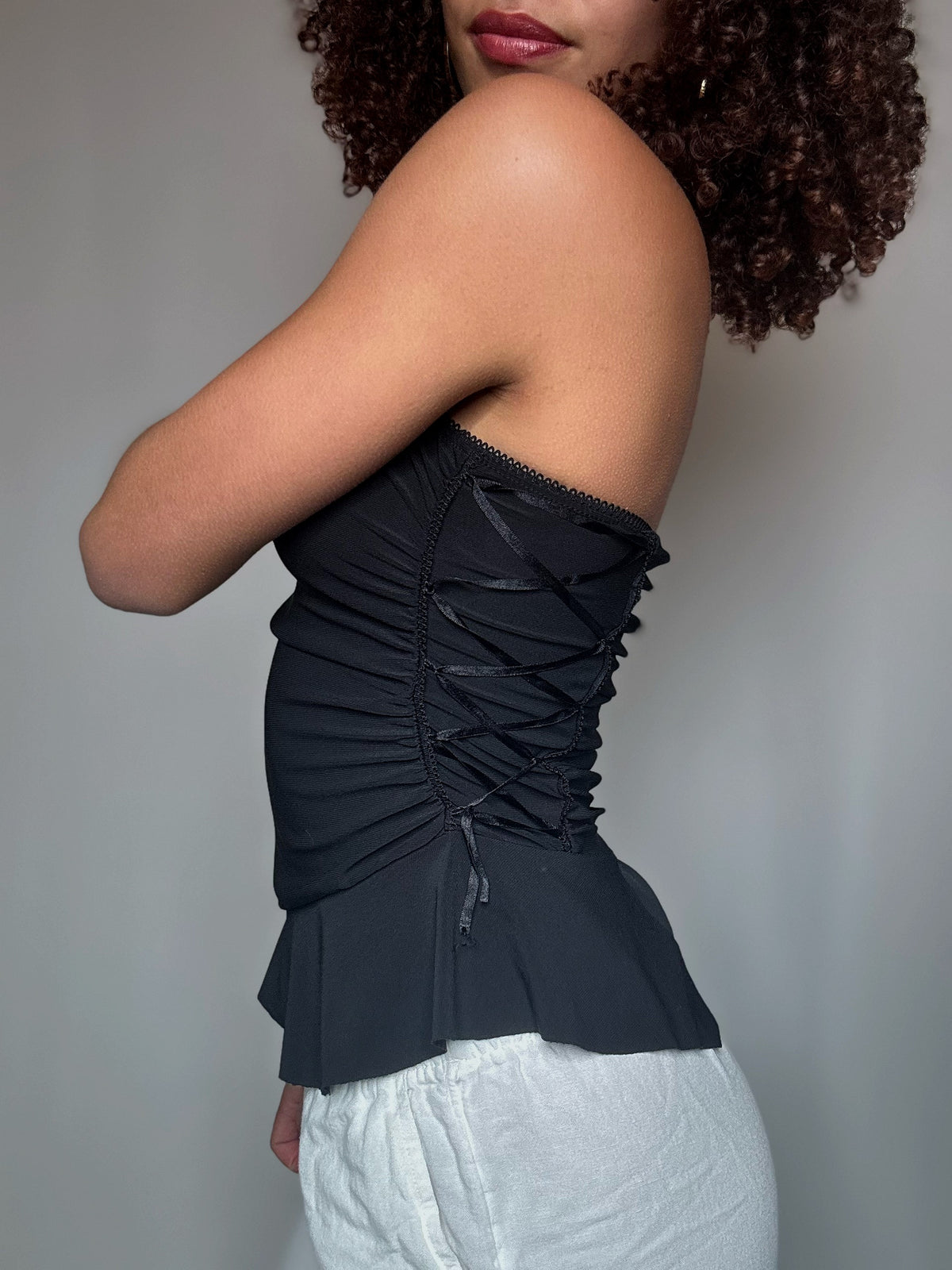Top bustier noir avec détails S vintage