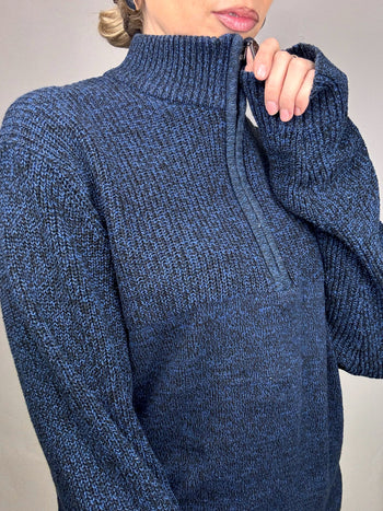 Pull à col cheminée bleu IZOD L vintage