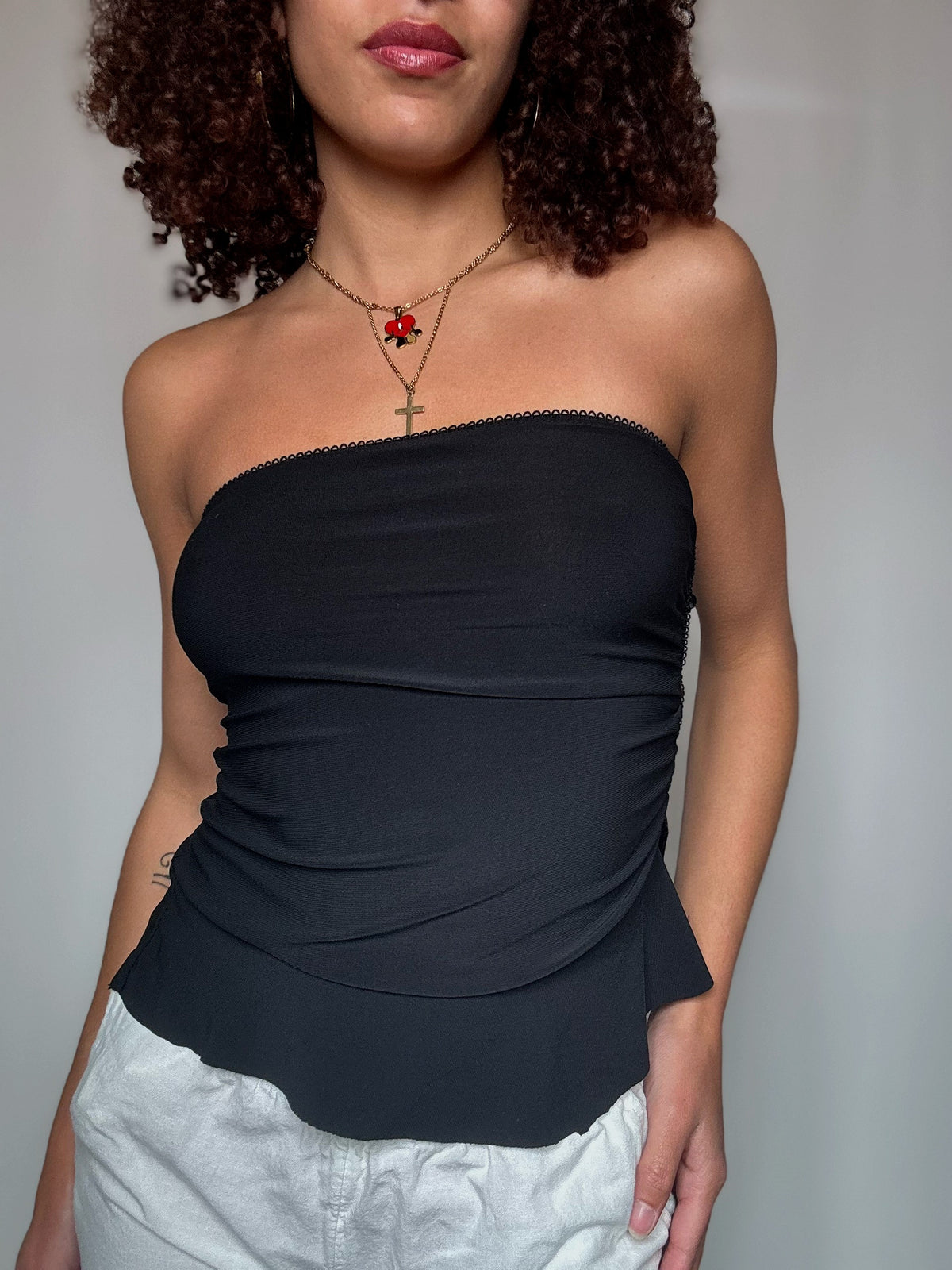 Top bustier noir avec détails S vintage