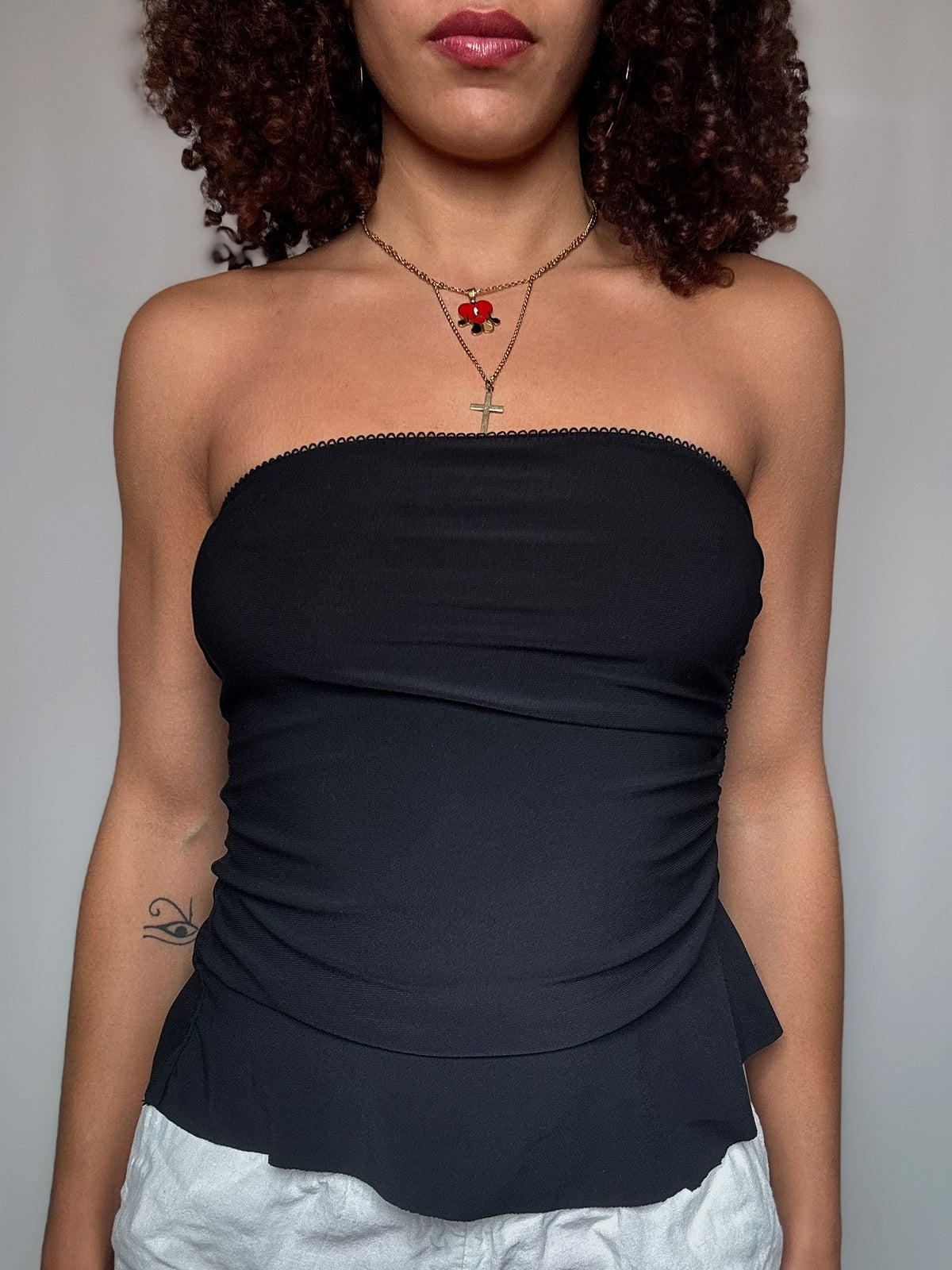 Top bustier noir avec détails S vintage