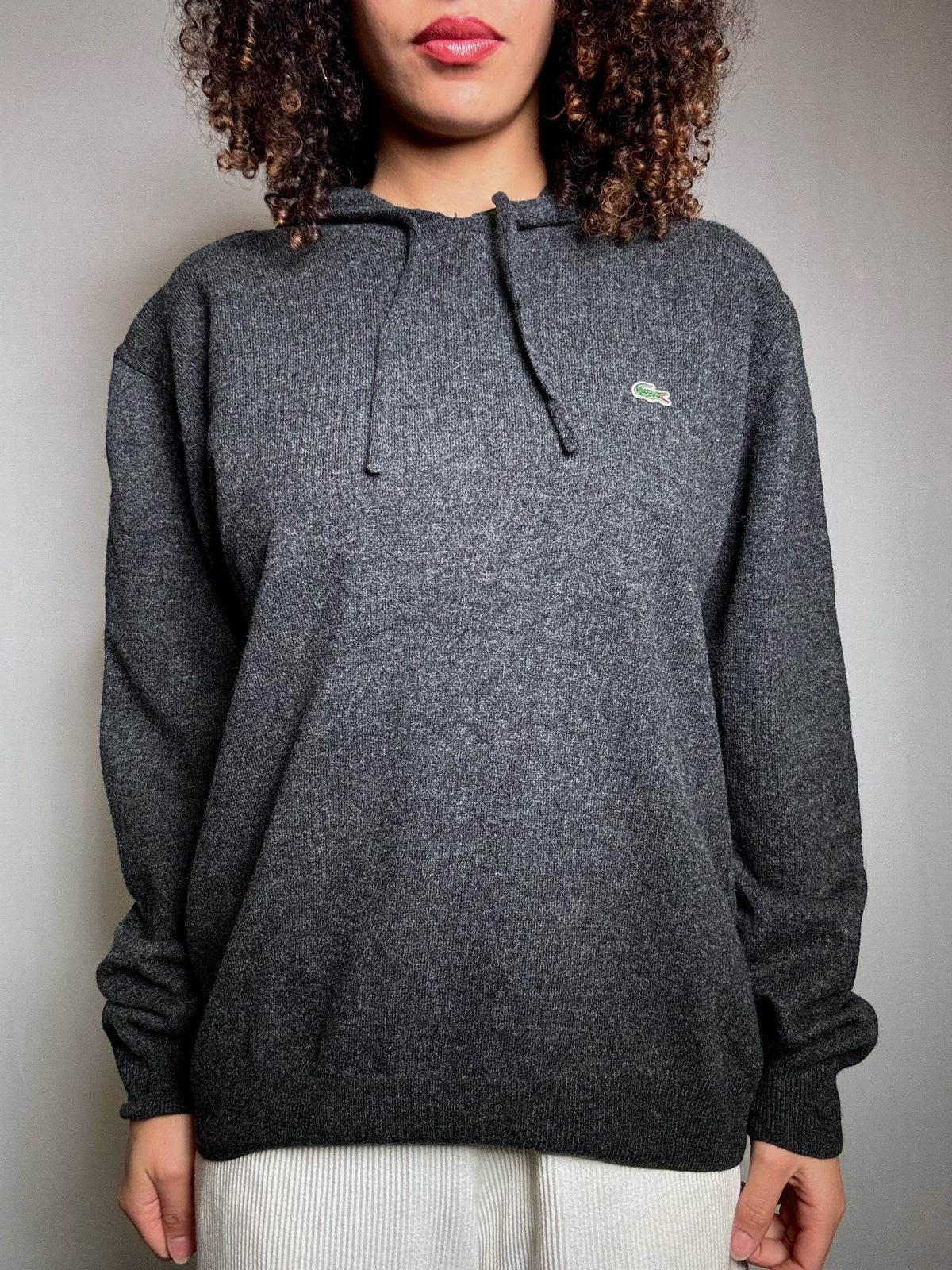 Pull à capuche gris XL Lacoste vintage