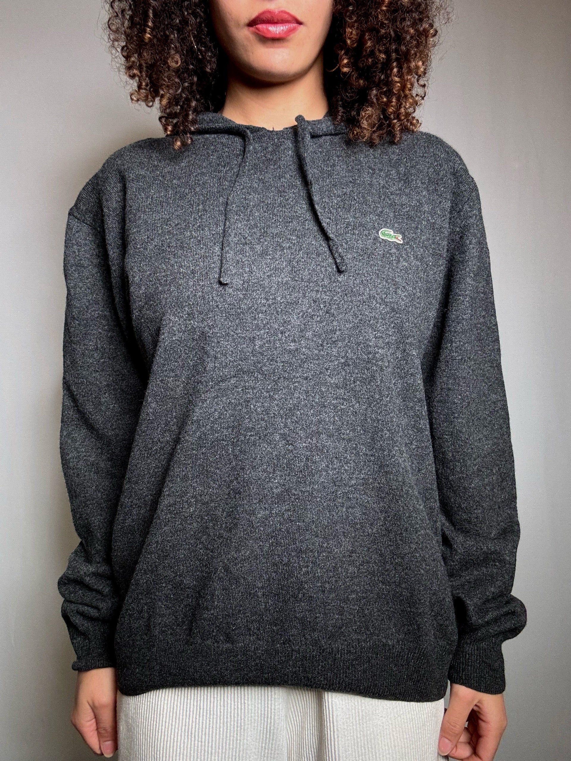 Pull à capuche gris XL Lacoste vintage
