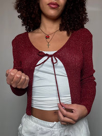 Top rouge brillant S vintage