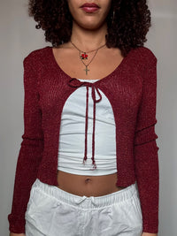 Top rouge brillant S vintage