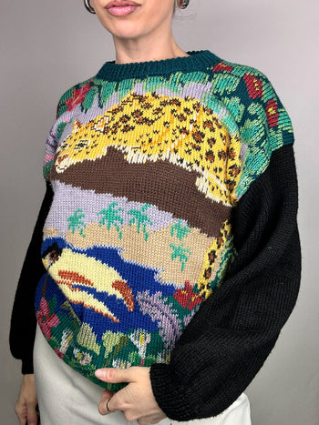 Pull imprimé savane M vintage