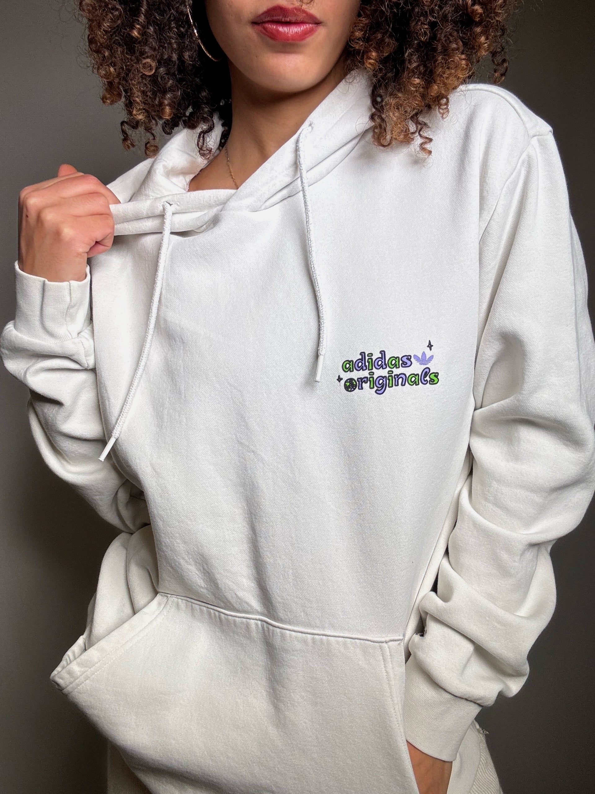 Adidas Vintage weißes Sweatshirt L