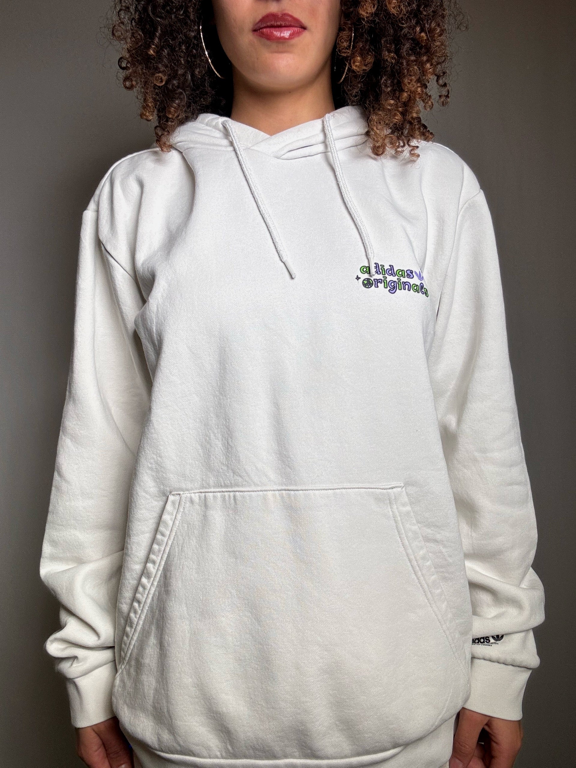 Adidas Vintage weißes Sweatshirt L