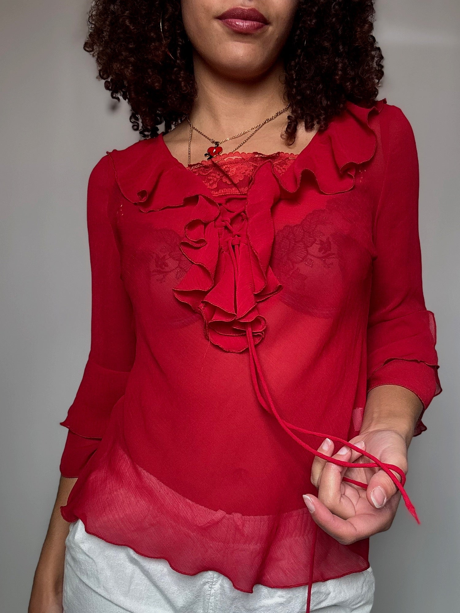 Rotes Mesh-Top M Vintage
