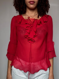 Rotes Mesh-Top M Vintage