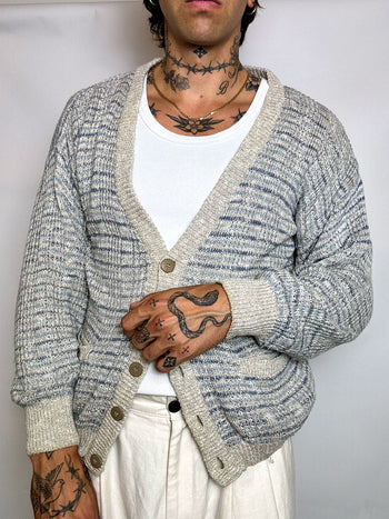 Cardigan en maille graphique M/L vintage