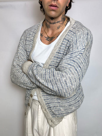 Cardigan en maille graphique M/L vintage