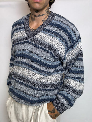 pull en maille graphique M/L vintage