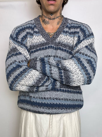 pull en maille graphique M/L vintage