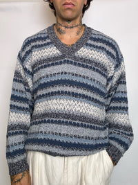 pull en maille graphique M/L vintage