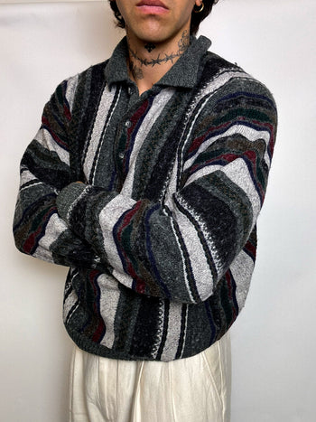 pull en maille graphique M/L vintage