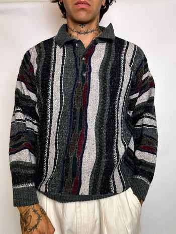 pull en maille graphique M/L vintage