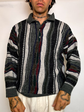 pull en maille graphique M/L vintage