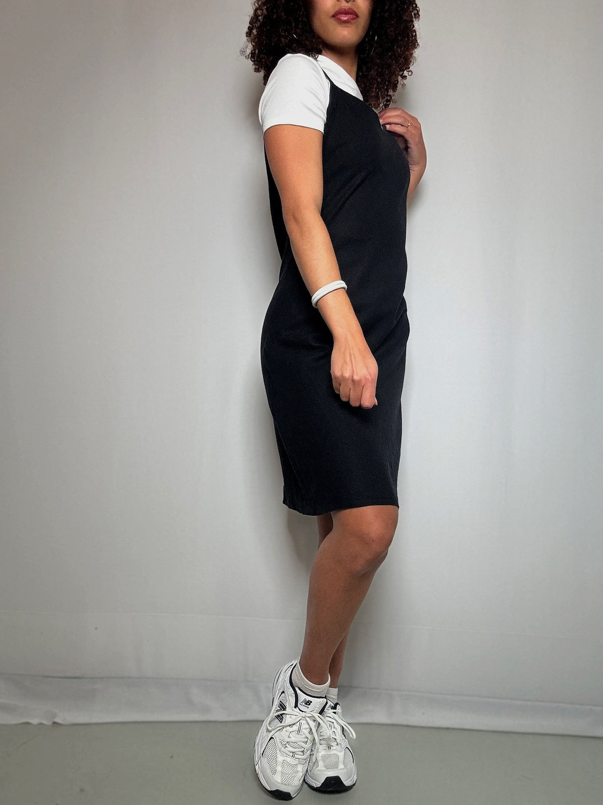Schwarzes Leinenkleid L vintage
