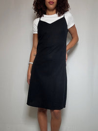 Schwarzes Leinenkleid L vintage