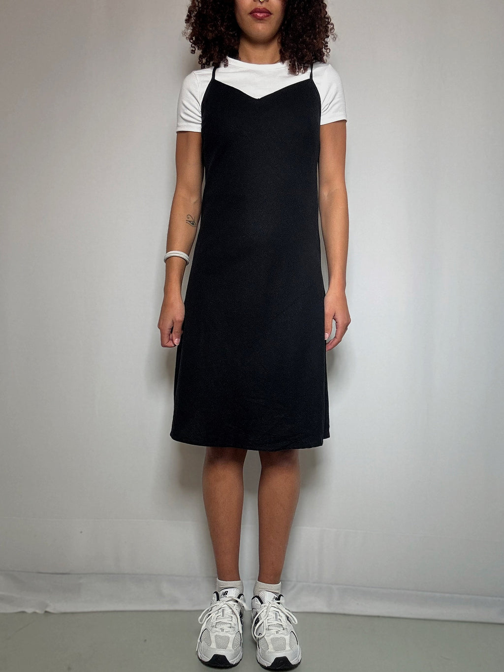 Schwarzes Leinenkleid L vintage