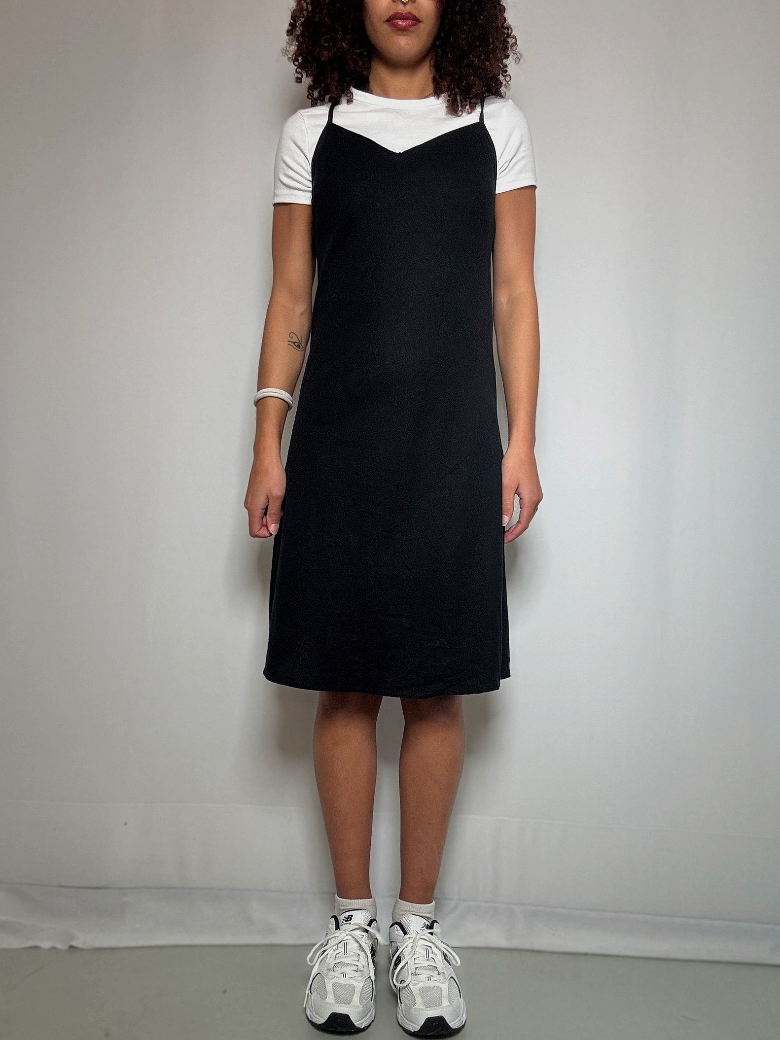 Schwarzes Leinenkleid L vintage