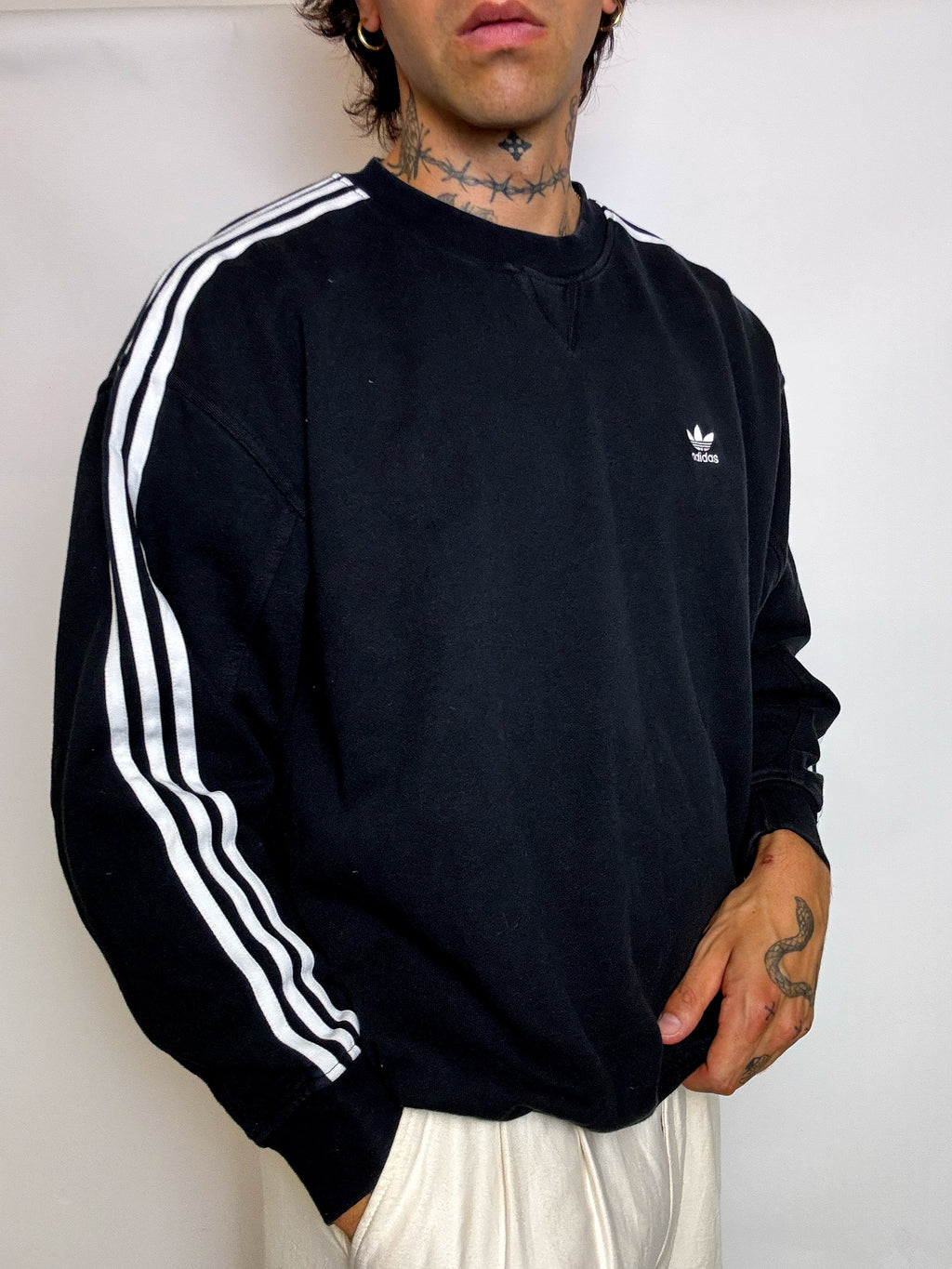 Sweat col rond noir ADIDAS M vintage