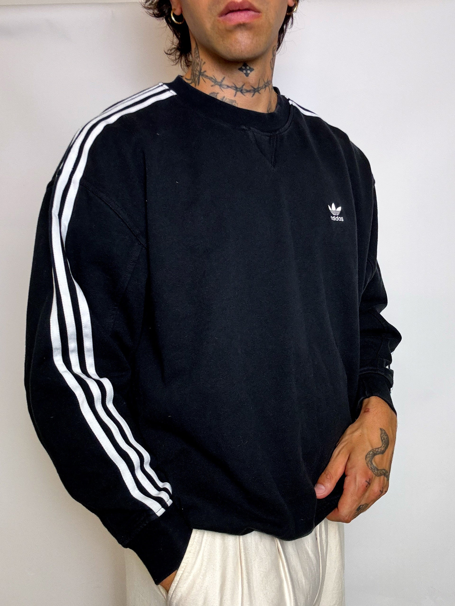 Sweat col rond noir ADIDAS M vintage