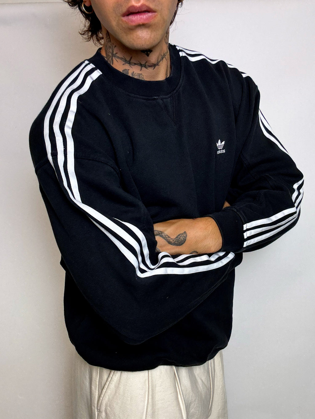 Sweat col rond noir ADIDAS M vintage